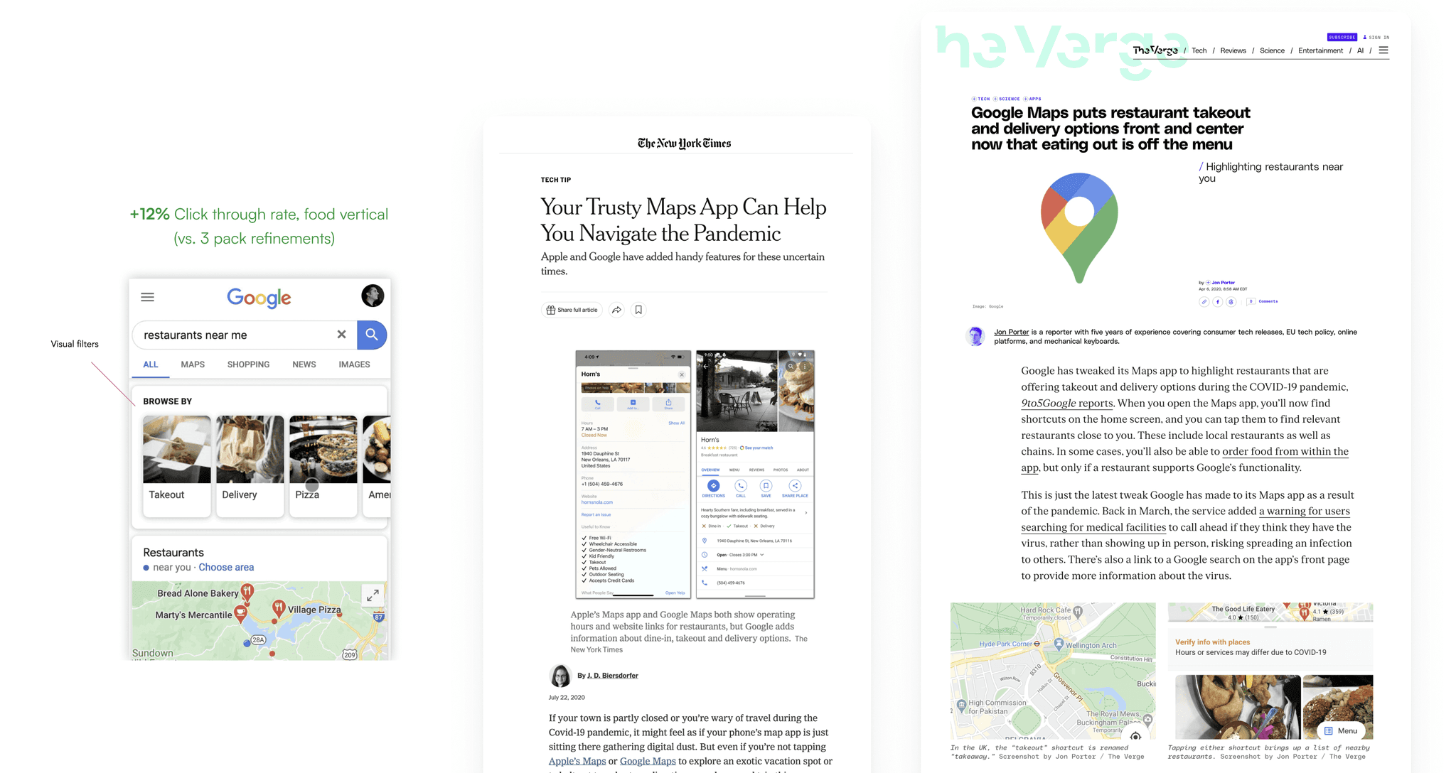 Press coverage of pandemic features in Google Maps and Search