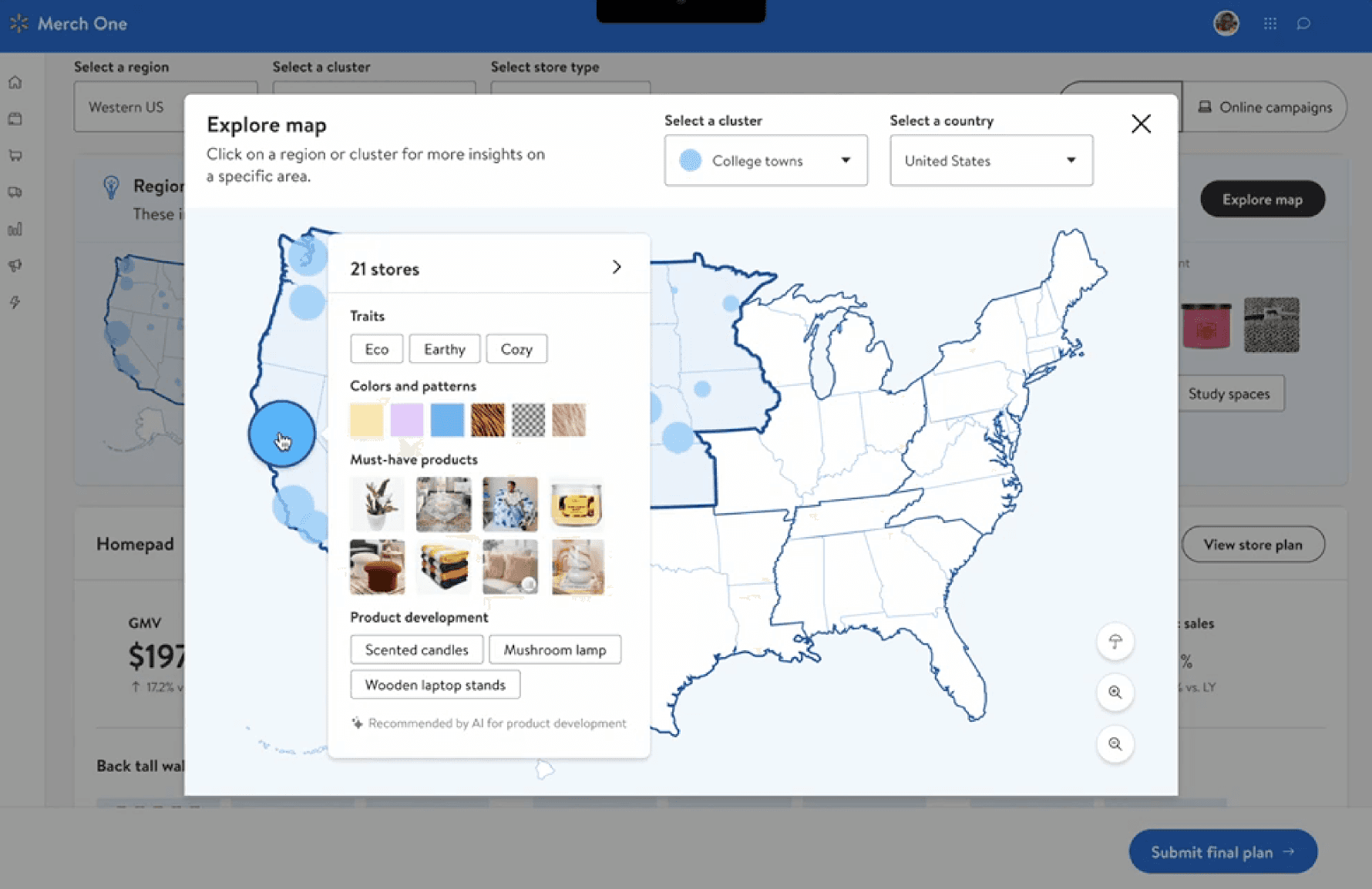 Map exploring regional product and style trends