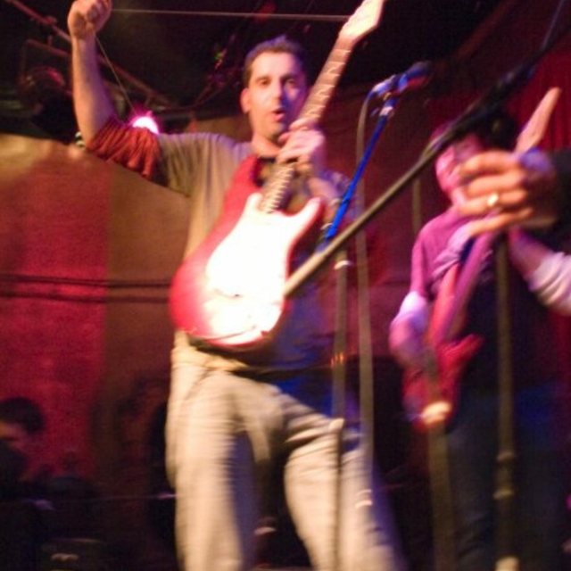 On stage with an electric guitar